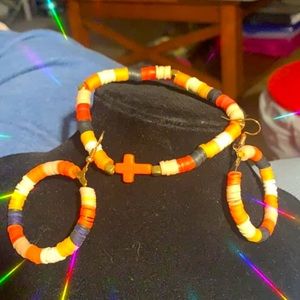 Bracelets and earrings.